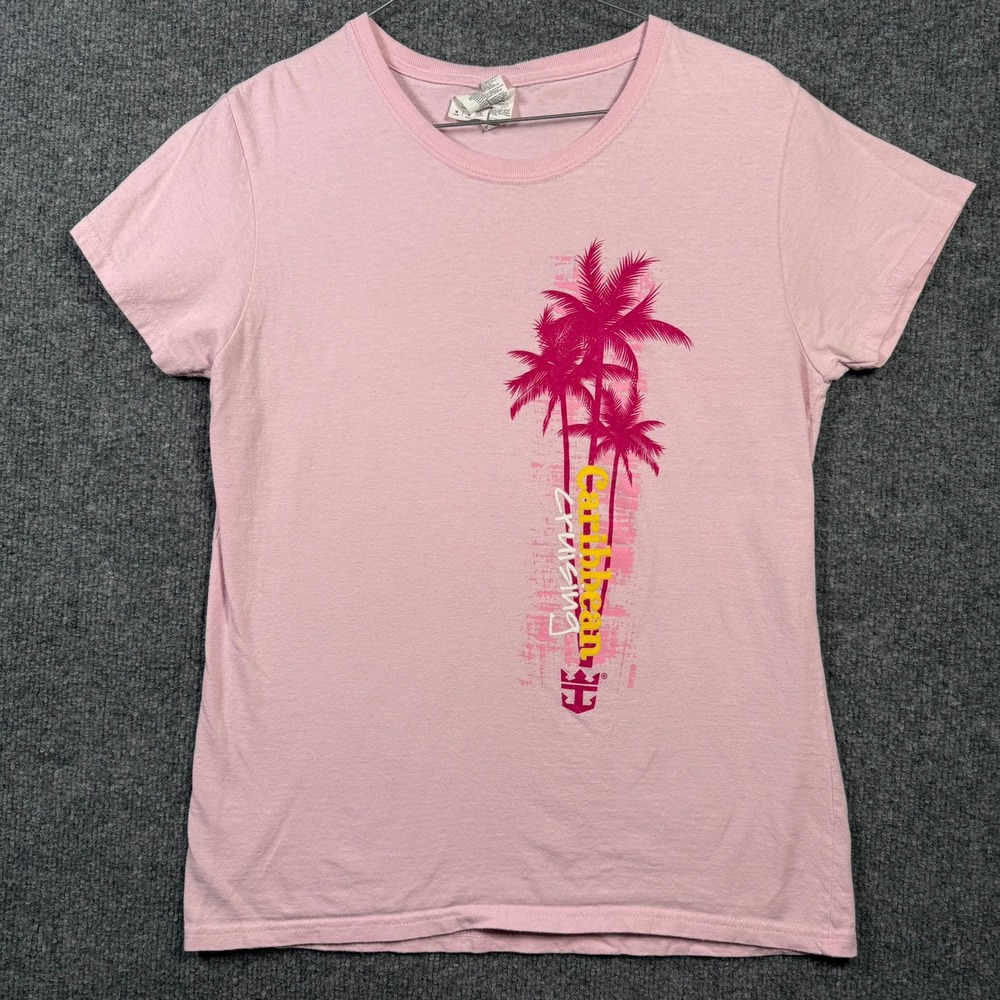 Royal Caribbean T-Shirt Womens Medium Pink Caribbean Cruising Palm Tree Graphic